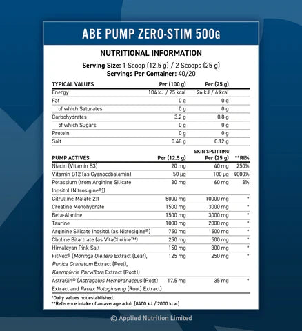 Abe Pump Zero Stim Pre-workout 500g